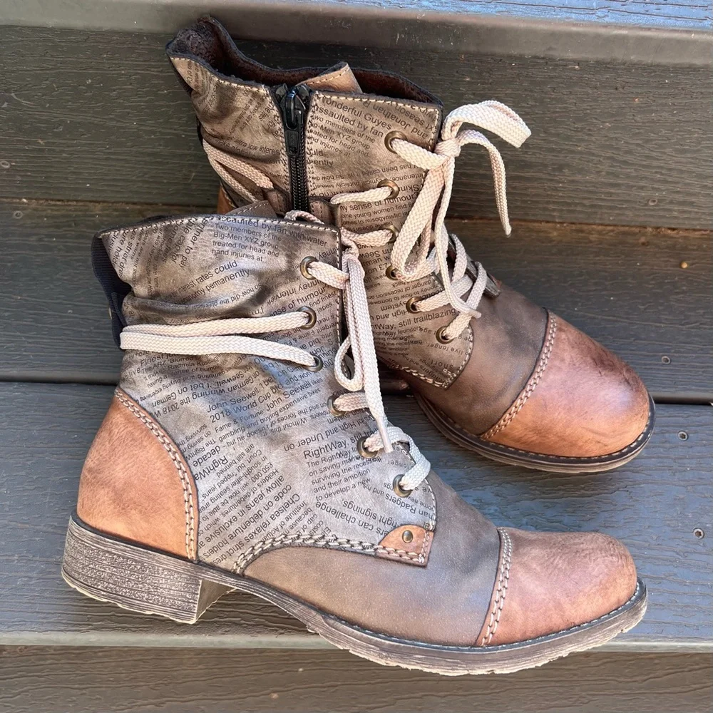 RIEKER BROWN TAN COMBAT BOOTS SIZE 39 NEW - Picture 11 of 11